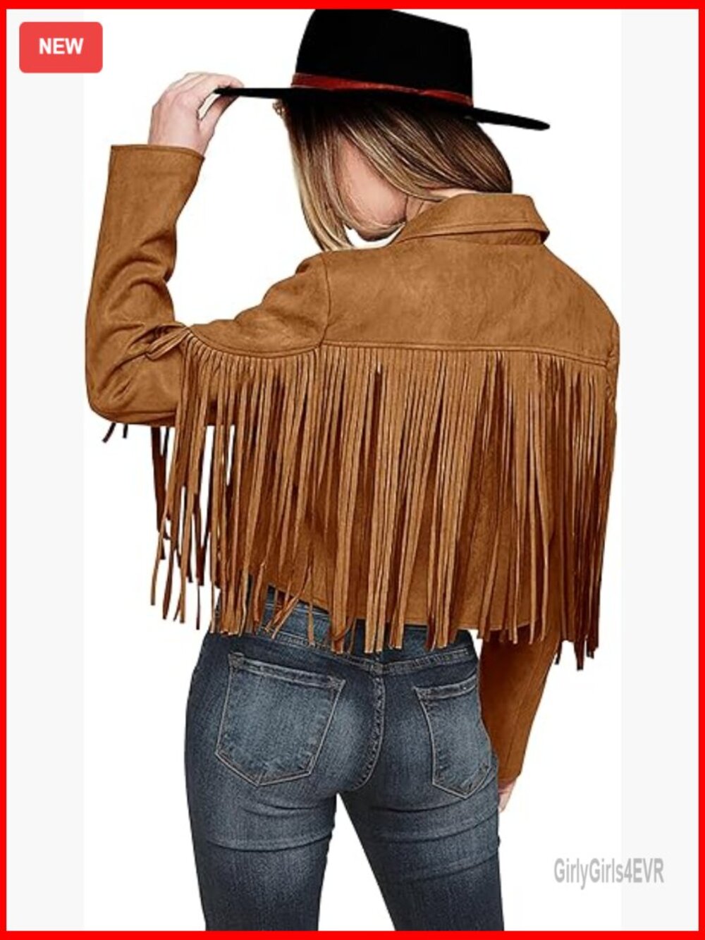 Faux Suede Fringe Cropped Jacket, Motorcycle Style, Straight Fit, Lightweight